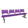 Longarina 4 Lugares Iso Plástica Coluna Dupla Cadeira Para Atendimento Espera Consultório Roxa - 1