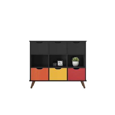 Nicho Organizador Retro Preto com 6 Gavetas Preto/colorida 108 X 92,5cm - Fdecor