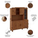Ver imagem 3 de Armário de Cozinha 156cm 6 Portas Madeira Maciça Giana Castanho F07 - Mpozenato