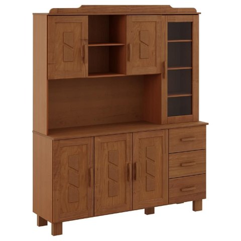 Armário de Cozinha 156cm 6 Portas Madeira Maciça Giana Castanho F07 - Mpozenato