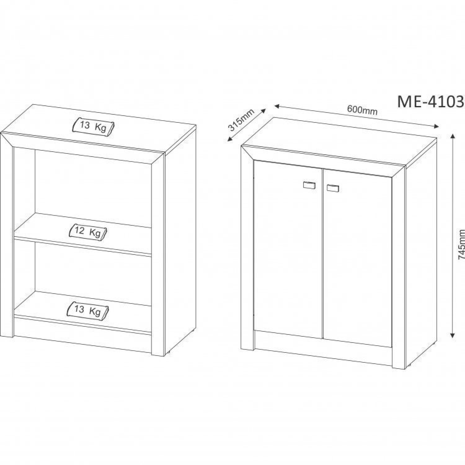 Kit 4 peças com Escrivaninha, Estante, Armário Multiuso Alto e Armário Multiuso Baixo - 7