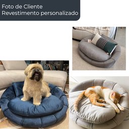 Caminha Pet Poltrona Golden 78cm Courino Caramelo | Bouclé Off White - Sallar Home - 7