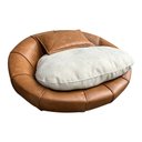 Ver imagem 1 de Caminha Pet Poltrona Golden 78cm Courino Caramelo | Bouclé Off White - Sallar Home