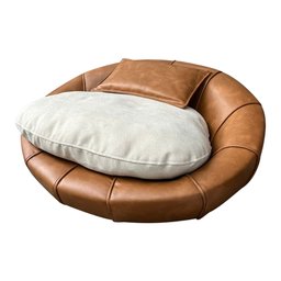 Caminha Pet Poltrona Golden 78cm Courino Caramelo | Bouclé Off White - Sallar Home - 6