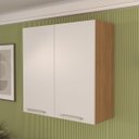 Ver imagem 1 de Armário Aéreo de Cozinha 80x80cm 2 Portas 2 Prateleiras Freijó Cz3115 Freijó/branco