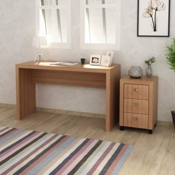 Conjunto Home Office 2 Peças Escrivaninha com Gaveteiro 3 Gavetas Espresso Móveis - 1