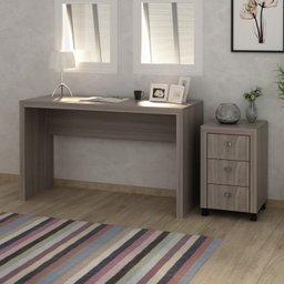 Conjunto Home Office 2 Peças Escrivaninha com Gaveteiro 3 Gavetas Espresso Móveis - 1