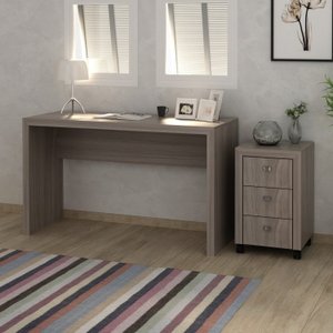 Conjunto Home Office 2 Peças Escrivaninha com Gaveteiro 3 Gavetas Espresso Móveis