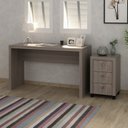 Ver imagem 1 de Conjunto Home Office 2 Peças Escrivaninha com Gaveteiro 3 Gavetas Espresso Móveis