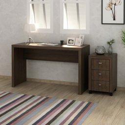 Conjunto Home Office 2 Peças Escrivaninha com Gaveteiro 3 Gavetas Espresso Móveis - 1