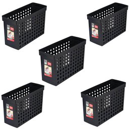 Kit 5 Arquivos Plástico 42x27cm Estreito Furação Preto Ordene Etiqueta Identificadora - 1