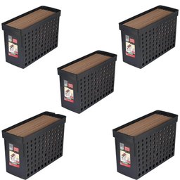 Kit 5 Arquivos Plástico 42x27cm Estreito Furação Preto Ordene Etiqueta Identificadora - 3