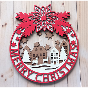 Guirlanda Feliz Natal Em Mdf 30 X30 Cm Make Laser GDN