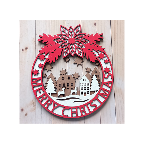 Guirlanda Feliz Natal Em Mdf 30 X30 Cm Make Laser GDN