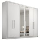 Ver imagem 1 de Guarda Roupa Casal com Espelho 6 Portas 6 Gavetas - Linea-branco - Móveis Novo Horizonte
