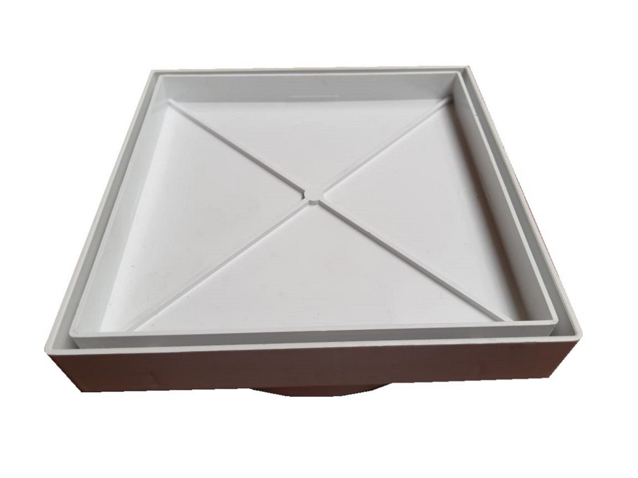 Ralo Invisível 10x10 Branco Banheiro modelo Porcelanato Colar Piso com Caixa Sifonada - Ficone Reis - 2