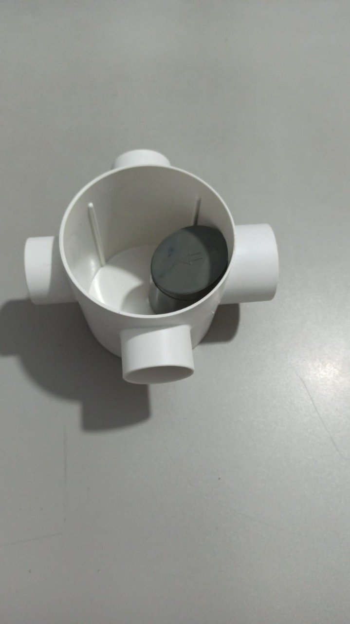 Ralo Invisível 10x10 Branco Banheiro modelo Porcelanato Colar Piso com Caixa Sifonada - Ficone Reis - 4