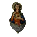 Ver imagem 1 de Pia de Água Benta Sagrado Coração de Maria de Resina para Parede - 15 cm