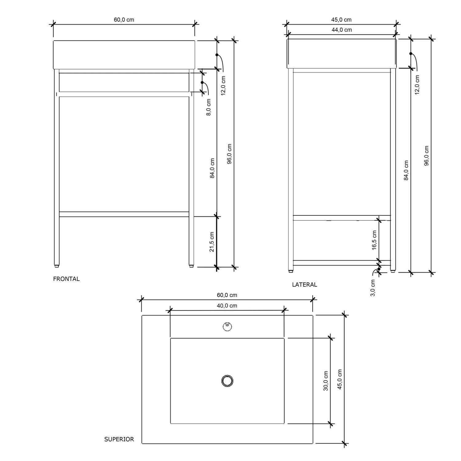 Gabinete para Banheiro Industrial com Cuba Iron Black Venturi - 4