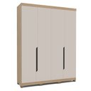 Ver imagem 2 de Guarda Roupa Solteiro 4 Portas 100% MDF Off White e Carvalho Barcelona Bege