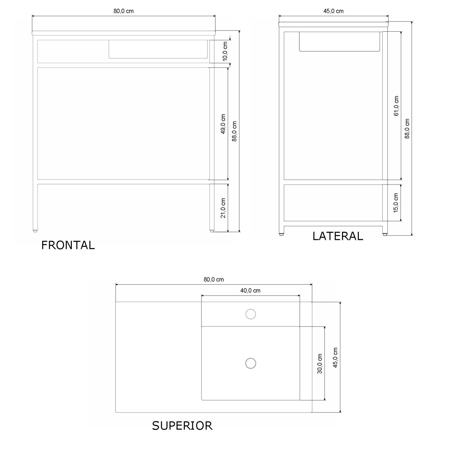 Gabinete para Banheiro Industrial com Cuba Iron Black Venturi - 3