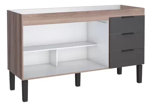 Ver imagem 3 de Gabinete Armário Cozinha 1.50 M Flamingo 2 Portas 3 Gavetas- Desmontado -Cozimax:Preto/Tamarindo