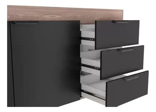 Ver imagem 4 de Gabinete Armário Cozinha 1.50 M Flamingo 2 Portas 3 Gavetas- Desmontado -Cozimax:Preto/Tamarindo