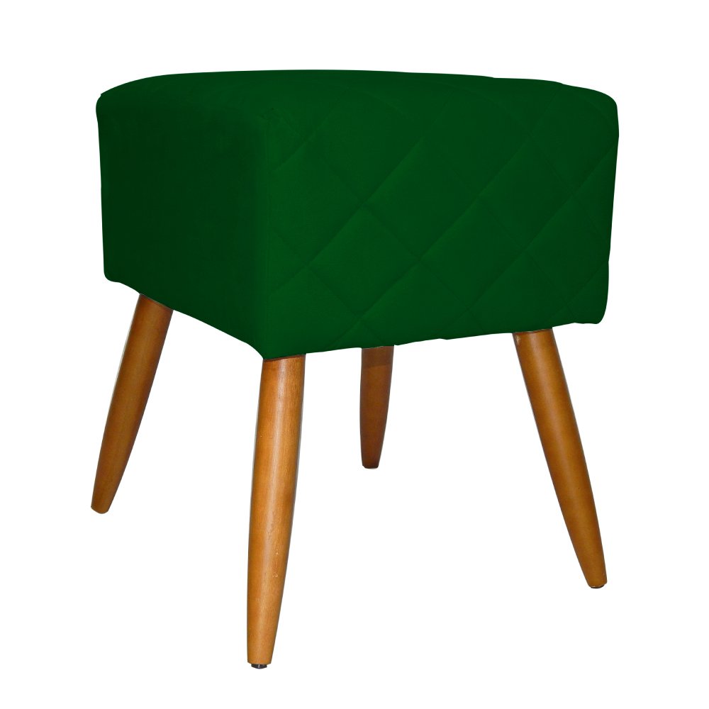 Kit Poltrona Decorativa Marcela Mais Puff Isabela Pés Palito Suede Verde - DS Estofados - 4