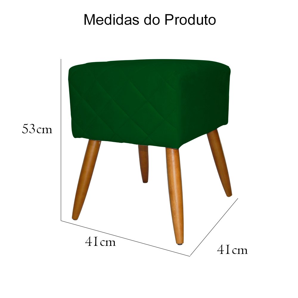 Kit Poltrona Decorativa Marcela Mais Puff Isabela Pés Palito Suede Verde - DS Estofados - 6