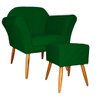 Kit Poltrona Decorativa Marcela Mais Puff Isabela Pés Palito Suede Verde - DS Estofados - 1