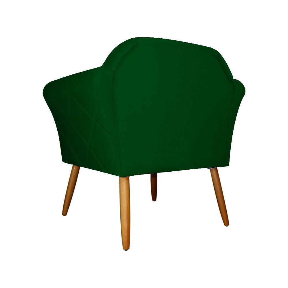 Kit Poltrona Decorativa Marcela Mais Puff Isabela Pés Palito Suede Verde - DS Estofados - 3