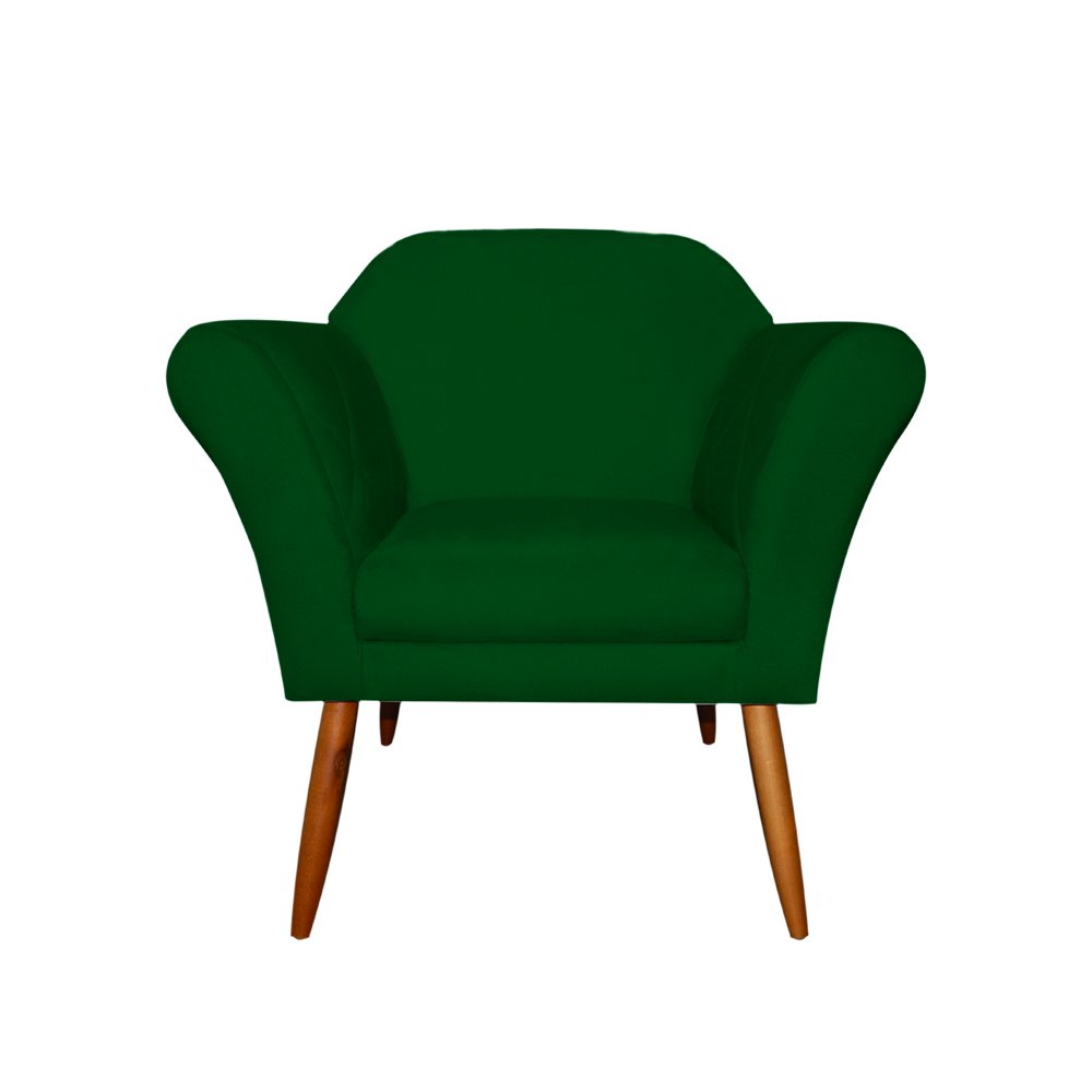 Kit Poltrona Decorativa Marcela Mais Puff Isabela Pés Palito Suede Verde - DS Estofados - 2