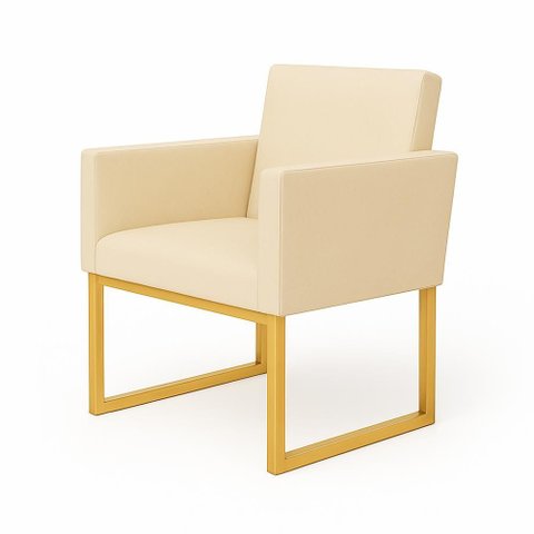 Poltrona Decorativa Reforçada para Recepção e Sala de Espera Bege