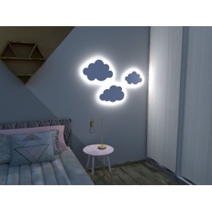 Kit 3 Luminárias Nuvem Pmg Branco Frio sem Fio Decoração Infantil:led Branco Frio