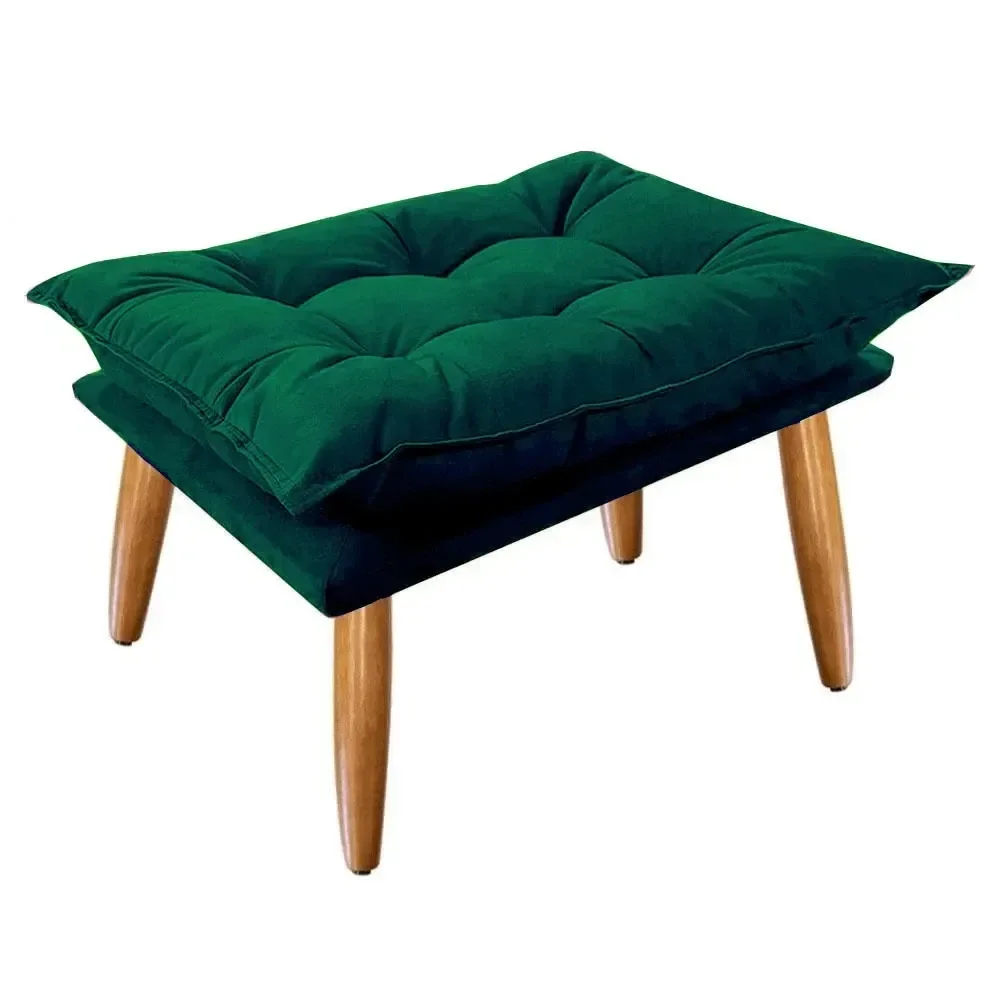 Puff Opala Slim Suede Pés Palito Decorativo Sala de Estar - Bela Móveis:verde Escuro