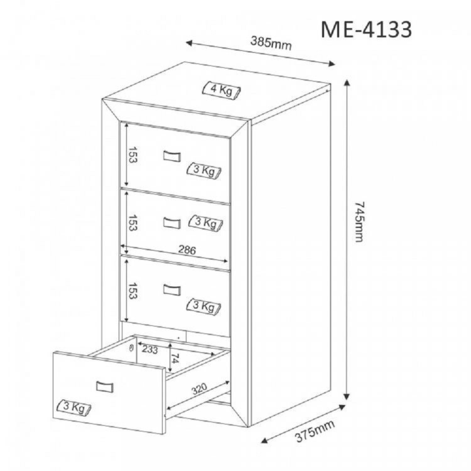 Kit 3 Peças com Mesa para Escritório, Armário 2 Portas e Gaveteiro 4 Gavetas - 18