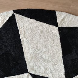 Tapete Redondo Preto e Branco 2,85m Lã de Ovelha Tosada - 3