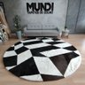Tapete Redondo Preto e Branco 2,85m Lã de Ovelha Tosada - 2