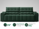 Ver imagem 5 de Sofá com Porta Copos Carregador Usb Ret Rec Samurai 2,50m Velosuede Verde - Netsofas