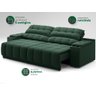 Sofá com Porta Copos Carregador Usb Ret Rec Samurai 2,50m Velosuede Verde - Netsofas - 6