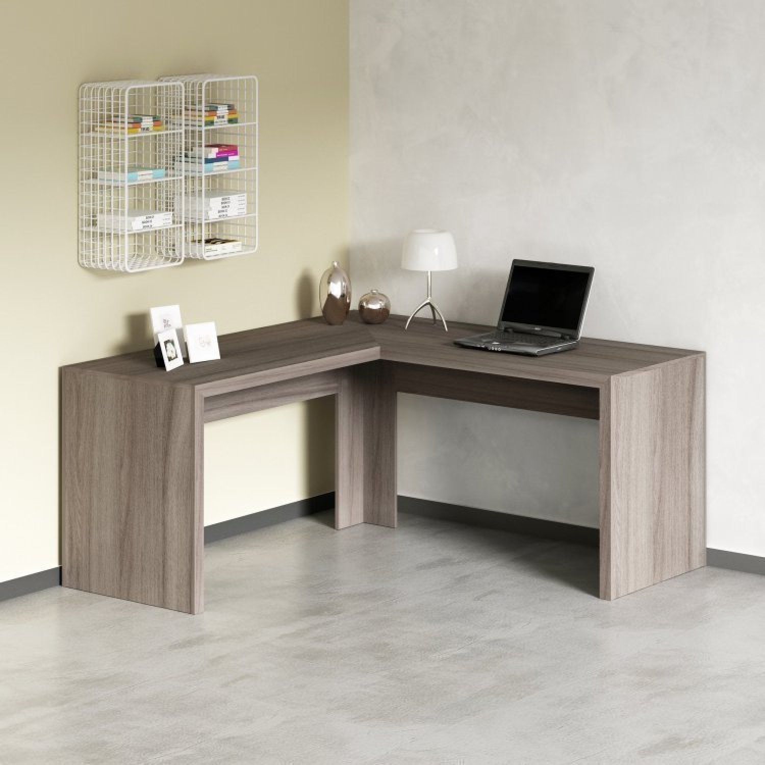 Conjunto Home Office 4 peças com 1 Escrivaninha em L, 2 Estantes e 1 Balcão Espresso Móveis - 13