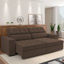 Ver imagem 2 de Sofá Retrátil Reclinável para Sala de Estar Living 290cm Clara M03 Veludo Marrom - Lyam Decor