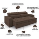 Ver imagem 4 de Sofá Retrátil Reclinável para Sala de Estar Living 290cm Clara M03 Veludo Marrom - Lyam Decor