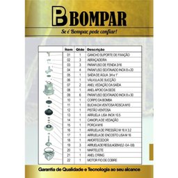 Bomba D'água Submersa Vibratória Sapo 450 HP 2.300 L/H 220v Motor Fio de Cobre BP Ouro 850 Bompar - 5