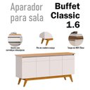 Ver imagem 4 de Aparador para Sala Buffet Classic 1.6 com Gaveta Off White Nature - Imcal