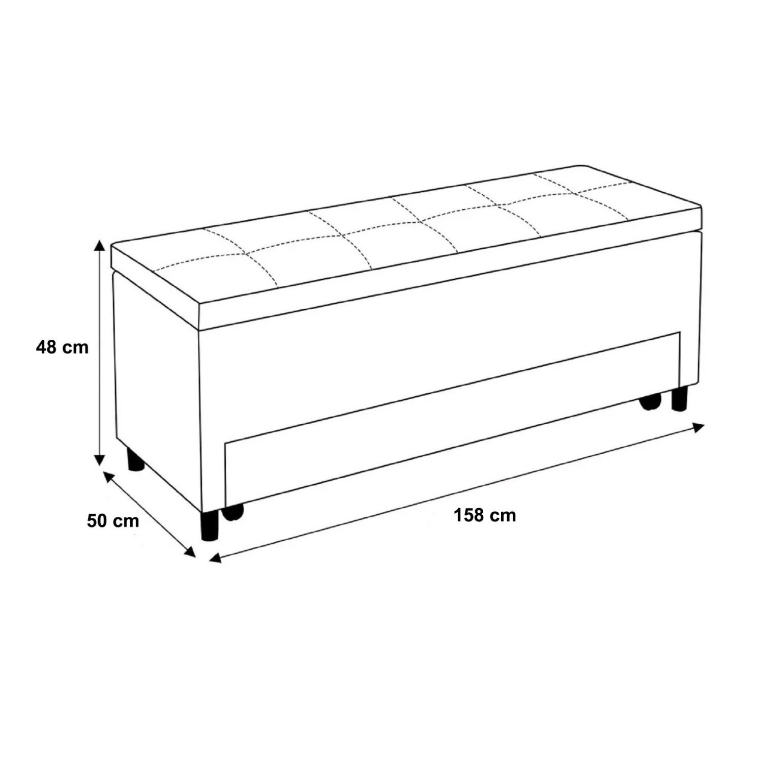 Puff Baú Sapateira Queen 158x50x48cm  - 5