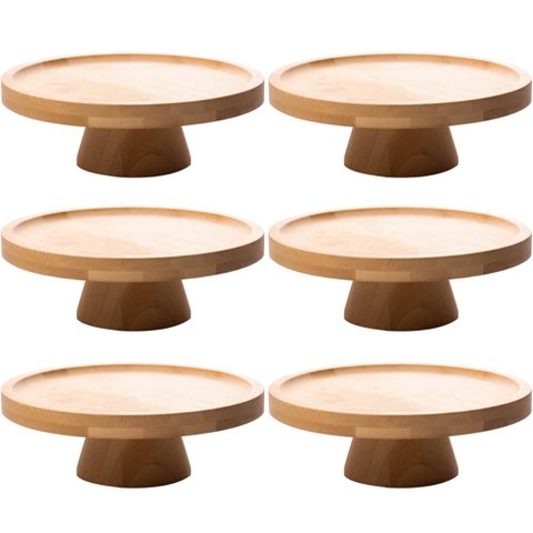 Kit 6 Pratos para Bolo com Pedestal Bambu 20cm Padaria Confe