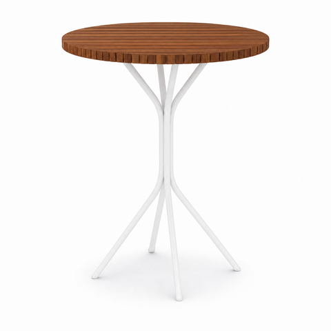 Base de Mesa Tubular Aço 0,60 Holanda para Madeira Tampo Ripado Redondo Branca Jantar