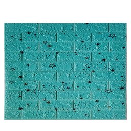 Kit 20 Un/ Espuma 3d - Tijolo Rústico - Azul com Estrelas - 1