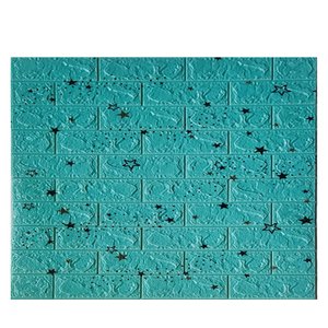 Kit 20 Un/ Espuma 3d - Tijolo Rústico - Azul com Estrelas